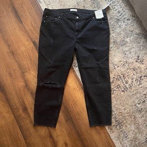 Abercrombie & Fitch Women's High Rise Mom Jeans in Black Ripped Wash